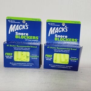 2X Macks Snore Blockers Soft Foam Extreme Comfort Earplug W/Travel Case 12 Pairs